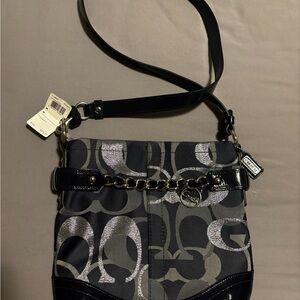 Coach Black and Grey Signature Crossbody Bag